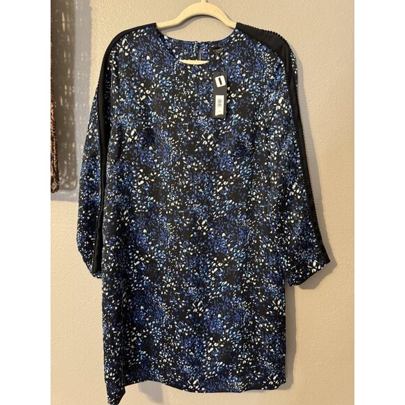 Banana Republic Pom Pom Shift Dress 10 Blue Black Colorful Relaxed Fit NEW $164 - Picture 9 of 12